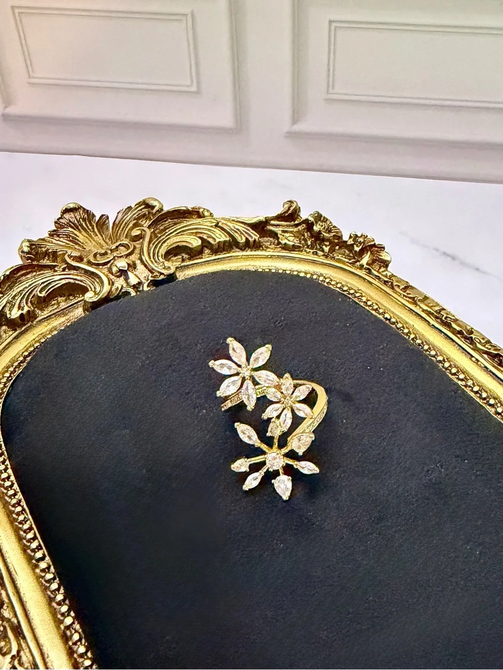 Kate Spade New York Firework Flower Wrap Bypass Ring Gold Plating Cubic Zirconia